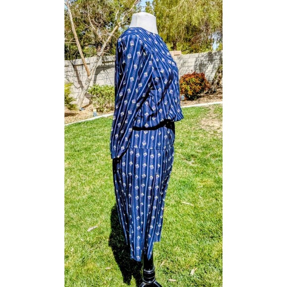 VTG Cynthia Howie Buhon Sz8 1980s Graphic Matching 2pc Top + Maxi Dress Set EUC - Picture 4 of 5